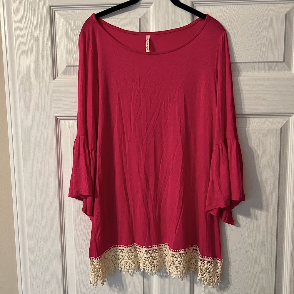 Pink Blouse with Lace Detail